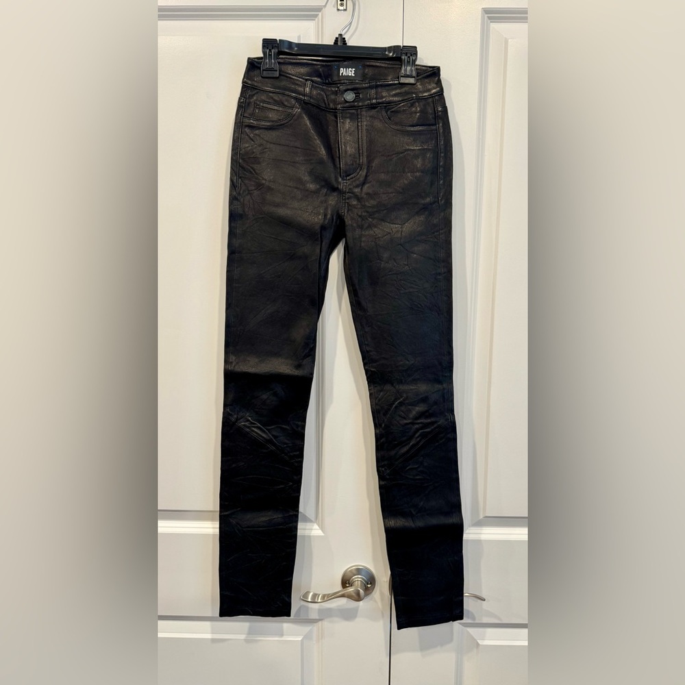 PAIGE Black Leather Skinny Pants